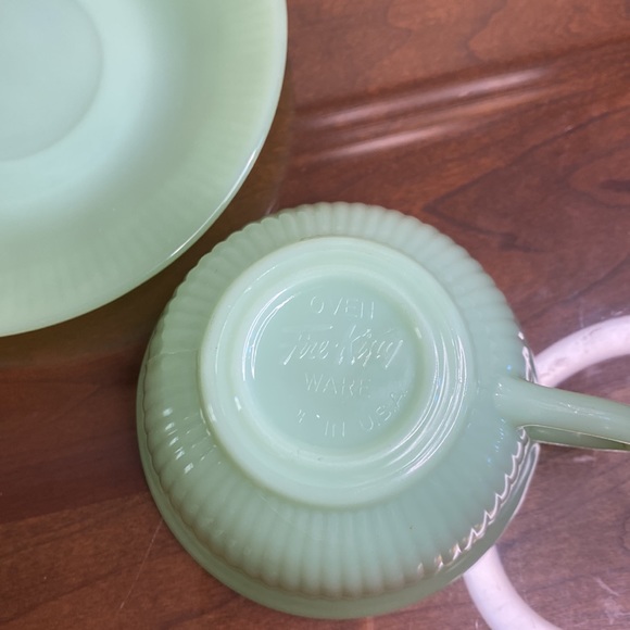 Fire King Jadeite Jane Ray Cup and Saucer - Vintage - Picture 3 of 6